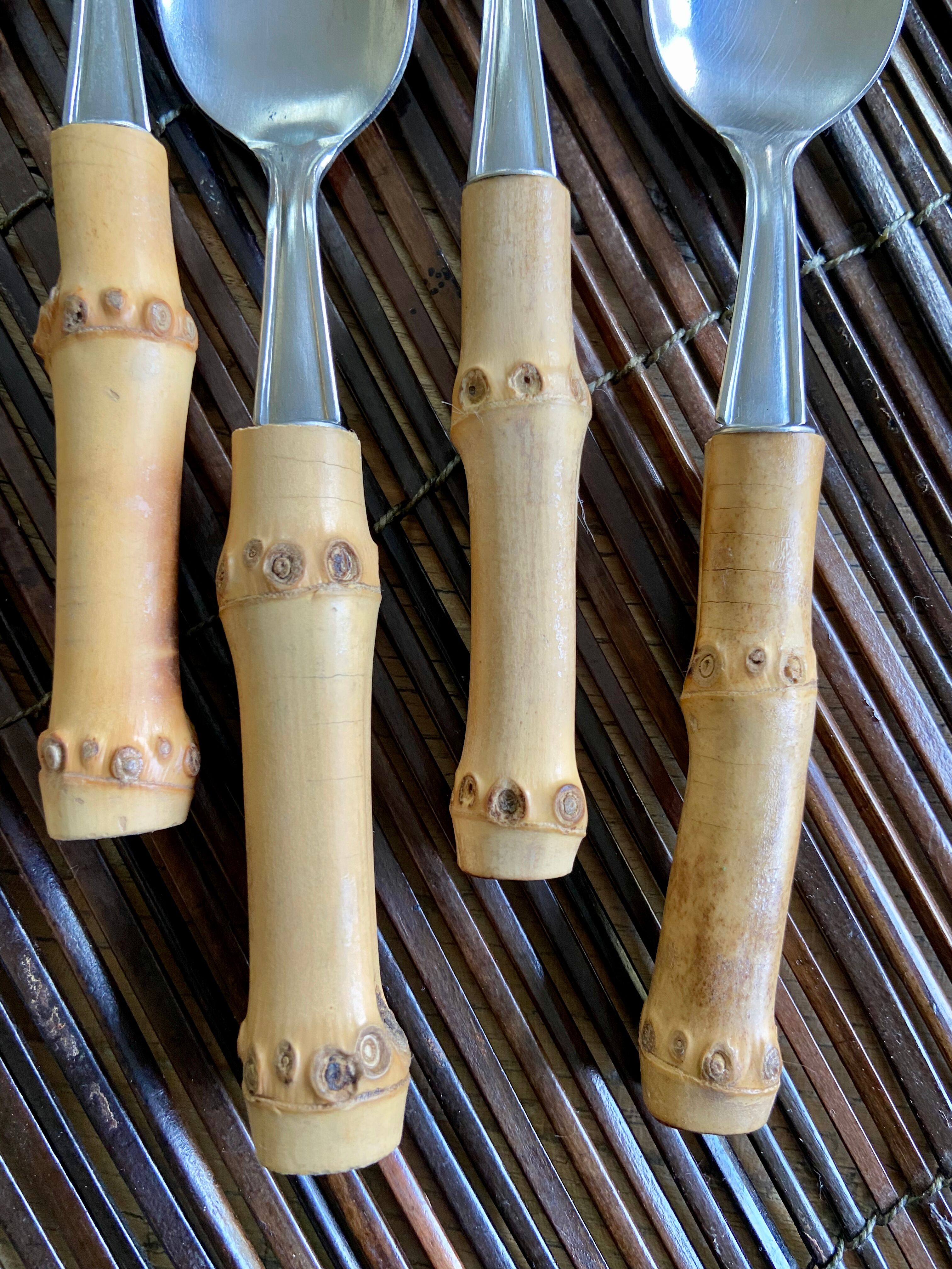 6 small vintage spoons Bamboo Japan