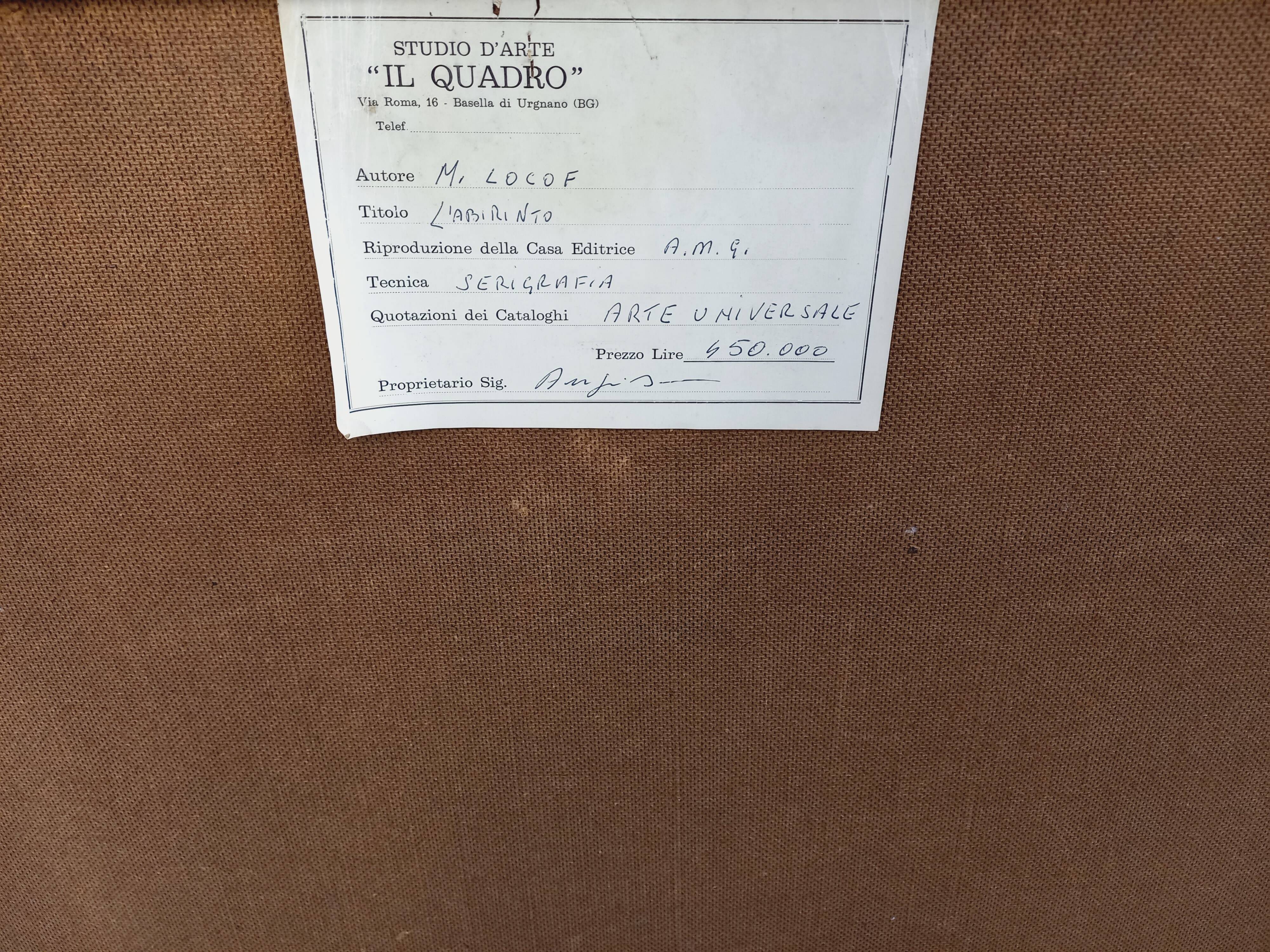 Typical silkscreen painting in kinetic checkerboard on aluminum, Italian abstract design in Vasarely style