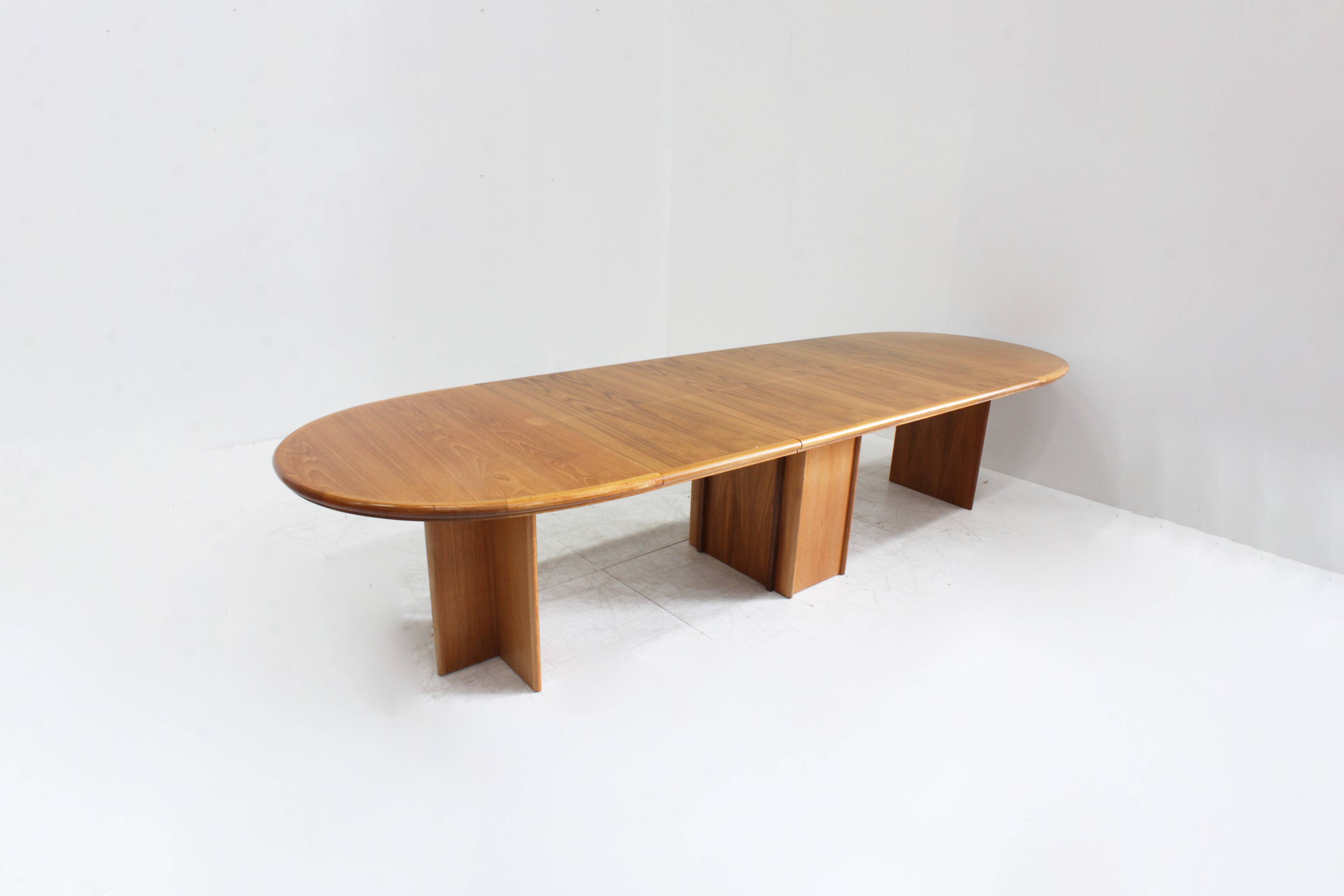 Vintage Danish Large Oval Extendable Dining Table XL 1960s