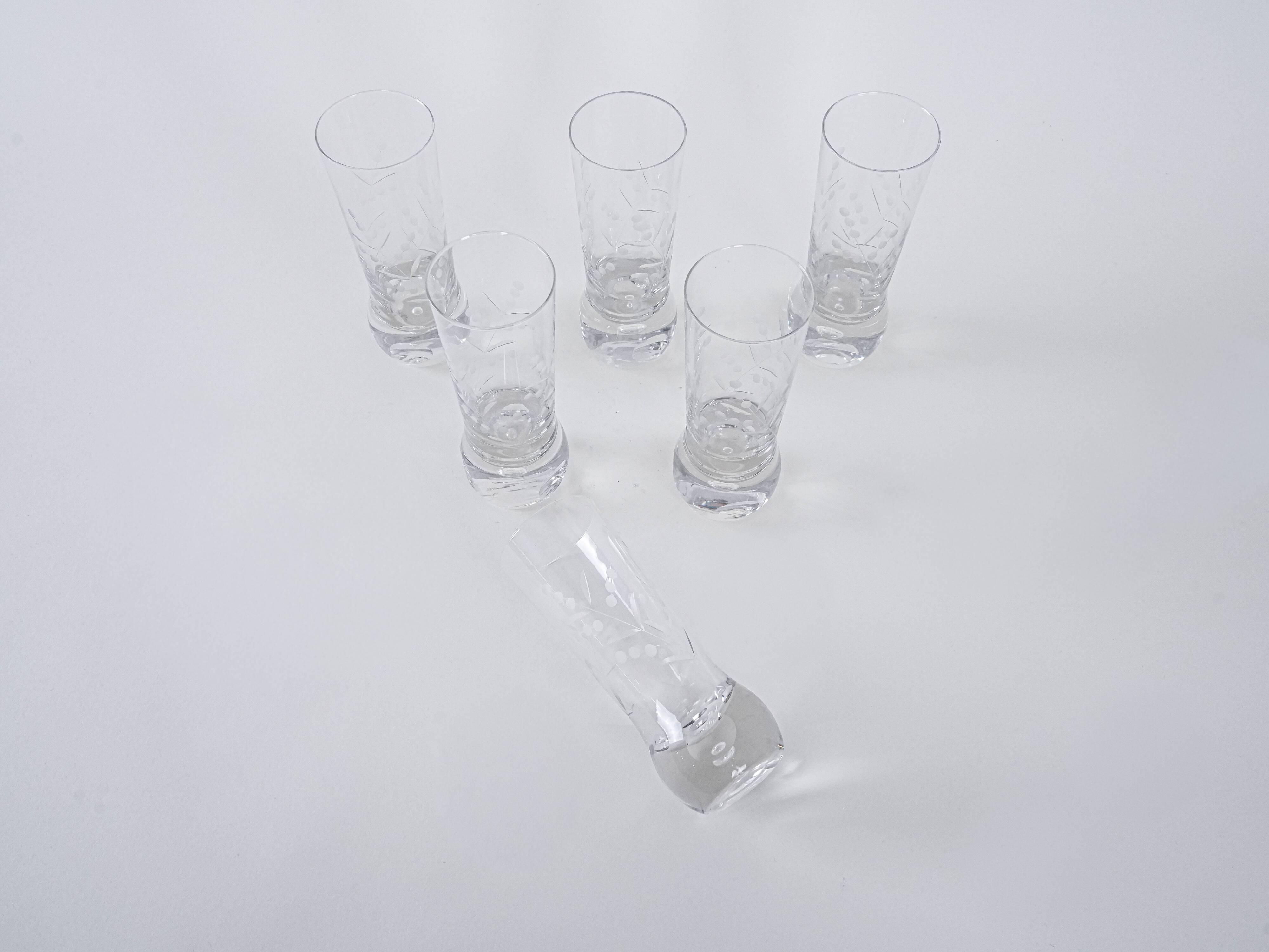 Set of six glasses, Italian design, 1970s, made in Italy