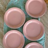 6 powder pink Italian iron earthenware plates