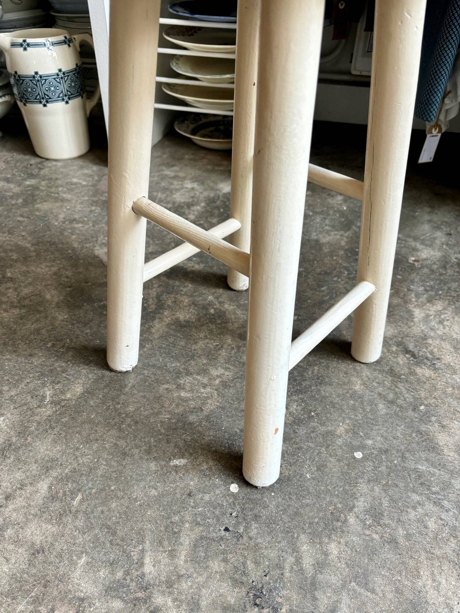 White wooden stool
