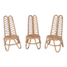 Ensemble de trois chaises de jardin vintage en bambou, Italie