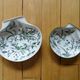 LIMOGES "Parsifal" 2 empty shell-shaped bowls decorated with birds Bernardaud & Co.