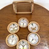 Vintage set of 6 butterfly coasters