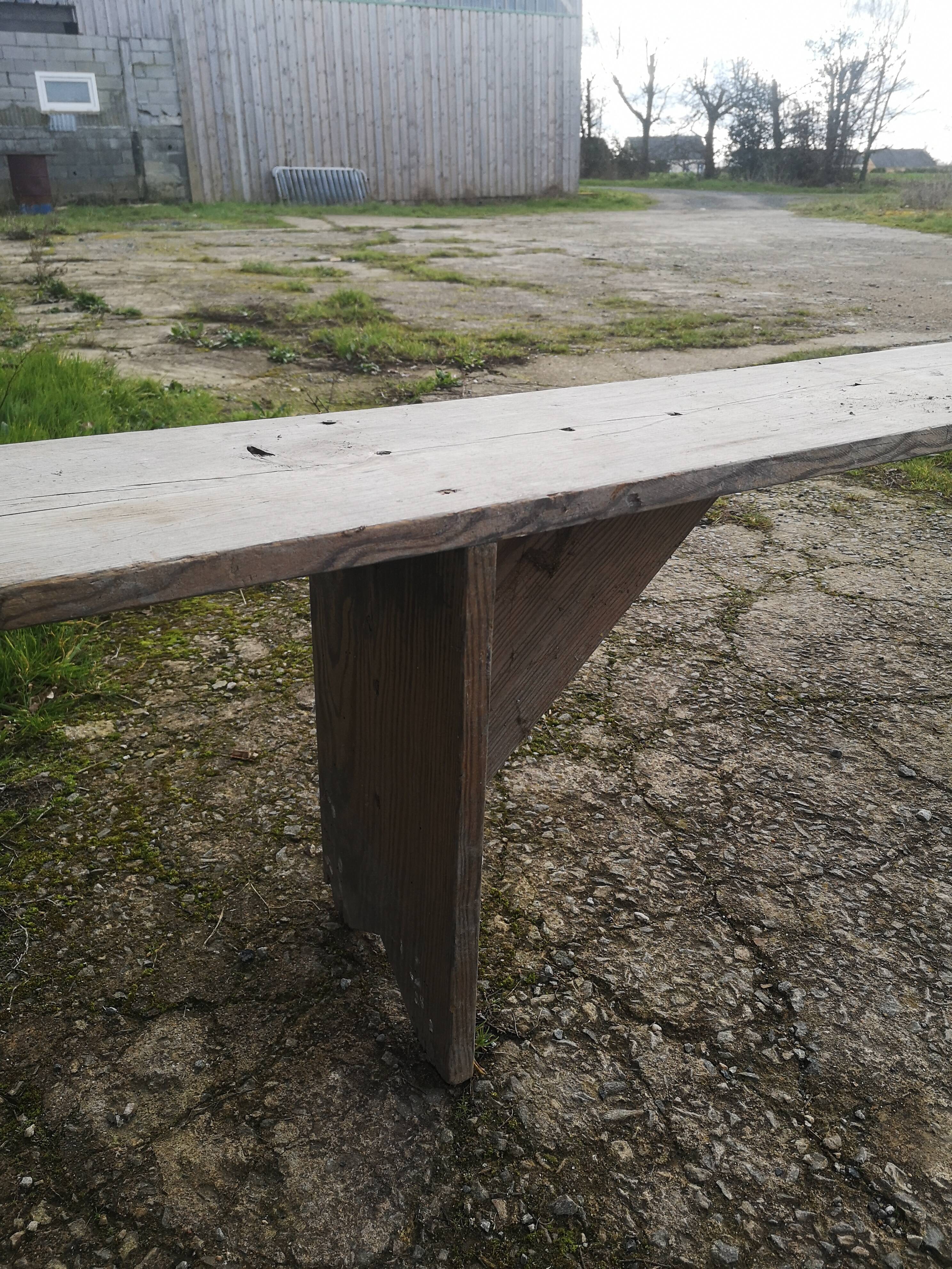 Old wooden farmhouse bench