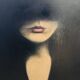 Huile sur toile visage femme fondu noir