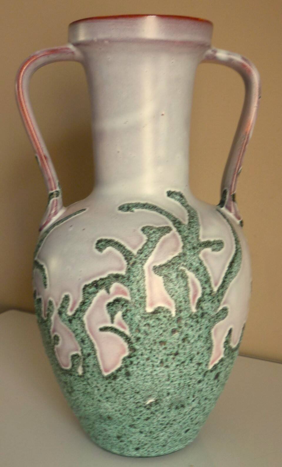 Large vase in glazed ceramic and "fat lava", signed Bruno Dose, design from the 50s/60s