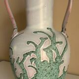 Large vase in glazed ceramic and "fat lava", signed Bruno Dose, design from the 50s/60s