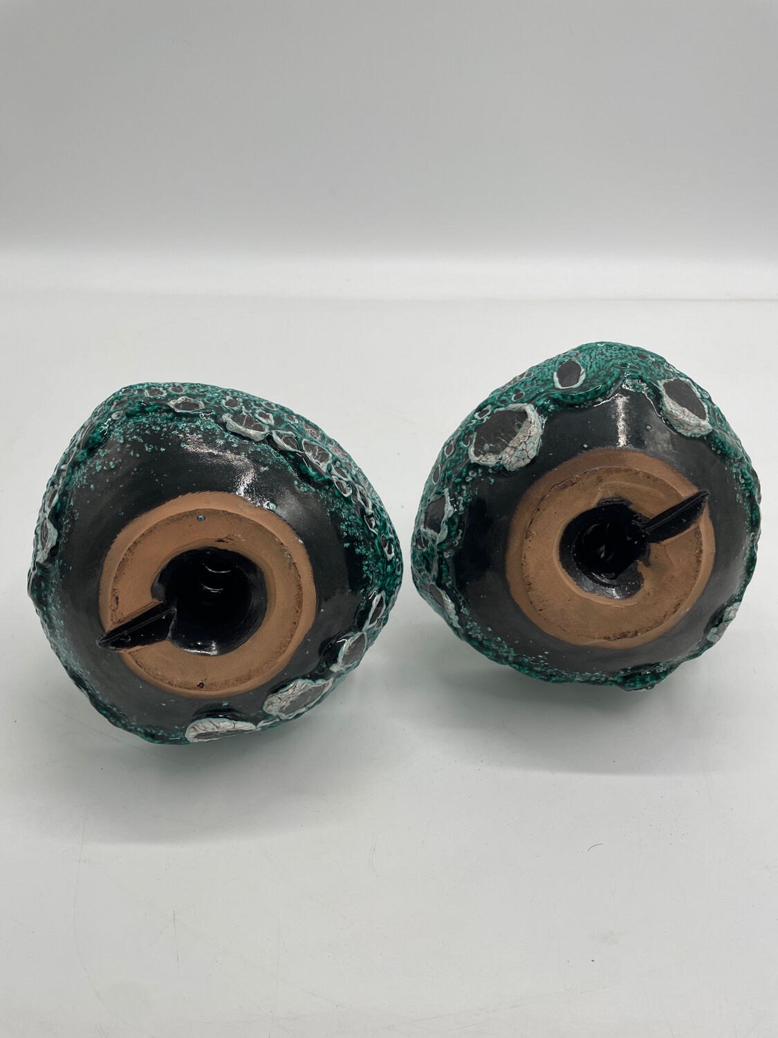 Set of two lamp bases, ceramic candlestick.