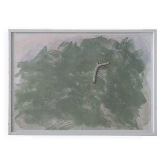 Lennart Aschenbrenner, Composition with Stick, Color Lithograph, 1986, Framed