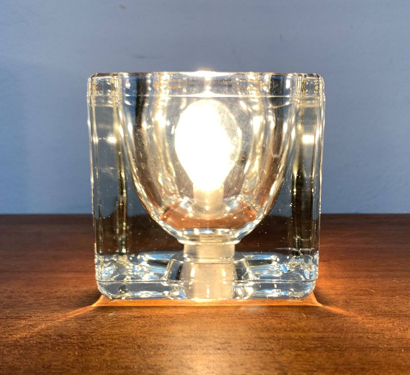 Vintage German glass cube table lamps TA 14 by Peill & Putzler, 1970s, set of 2.