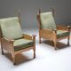 Throne long chairs in natural oak - 1950s