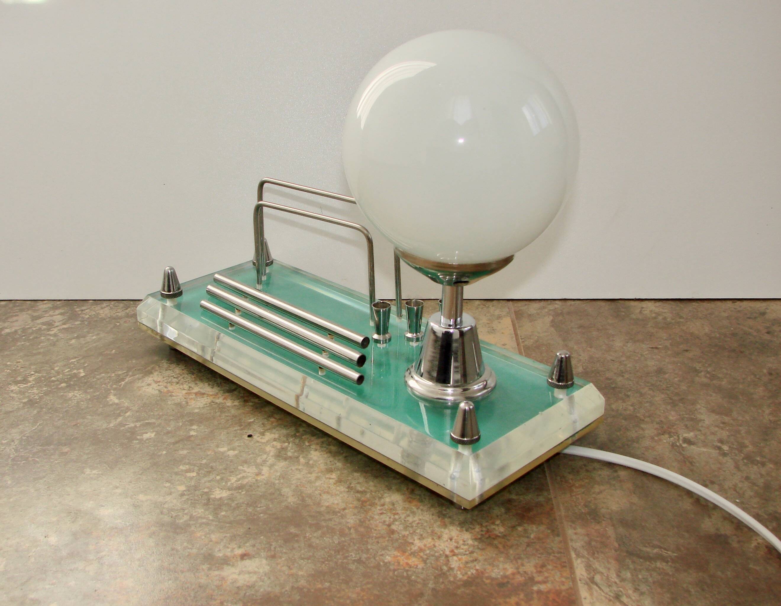 1970s lamp with storage compartment | Acrylic, metal, glass | E14 | Vintage