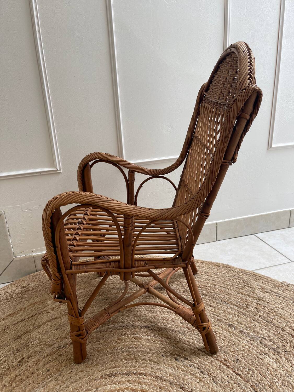 Fauteuil Chaise d’enfant  en rotin