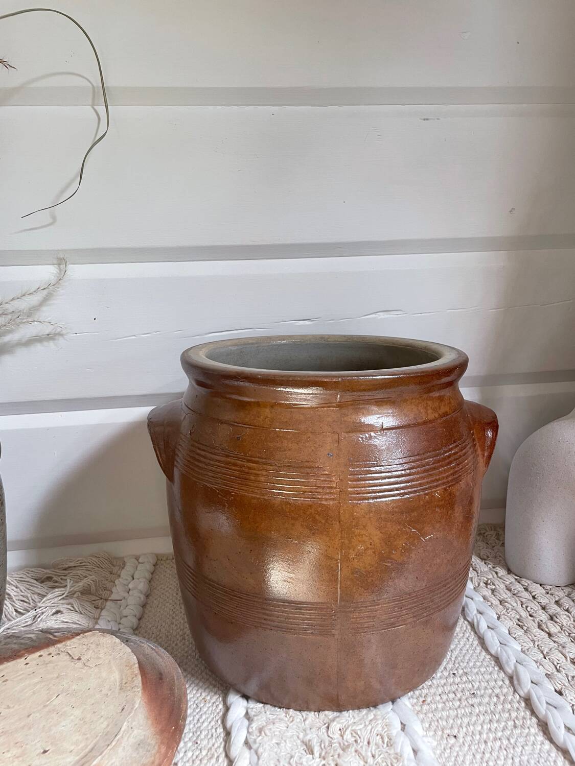 Old stoneware salt cellar