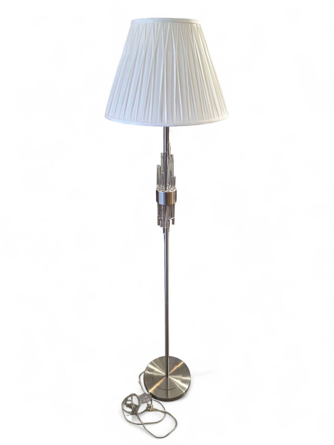 1990s design floor lamp – Brushed metal & crystals