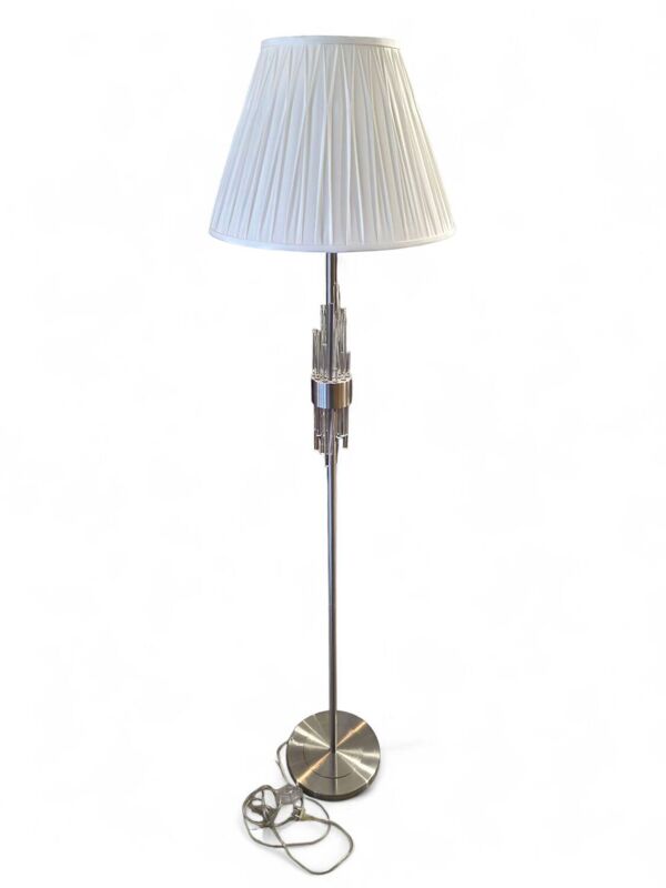 Lampadaire design années 1990 – Métal brossé & cristaux