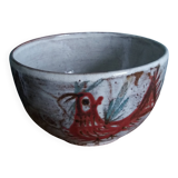 Empty pocket bowl signed Le Murier Gustave and Micheline Reynaud, Vallauris