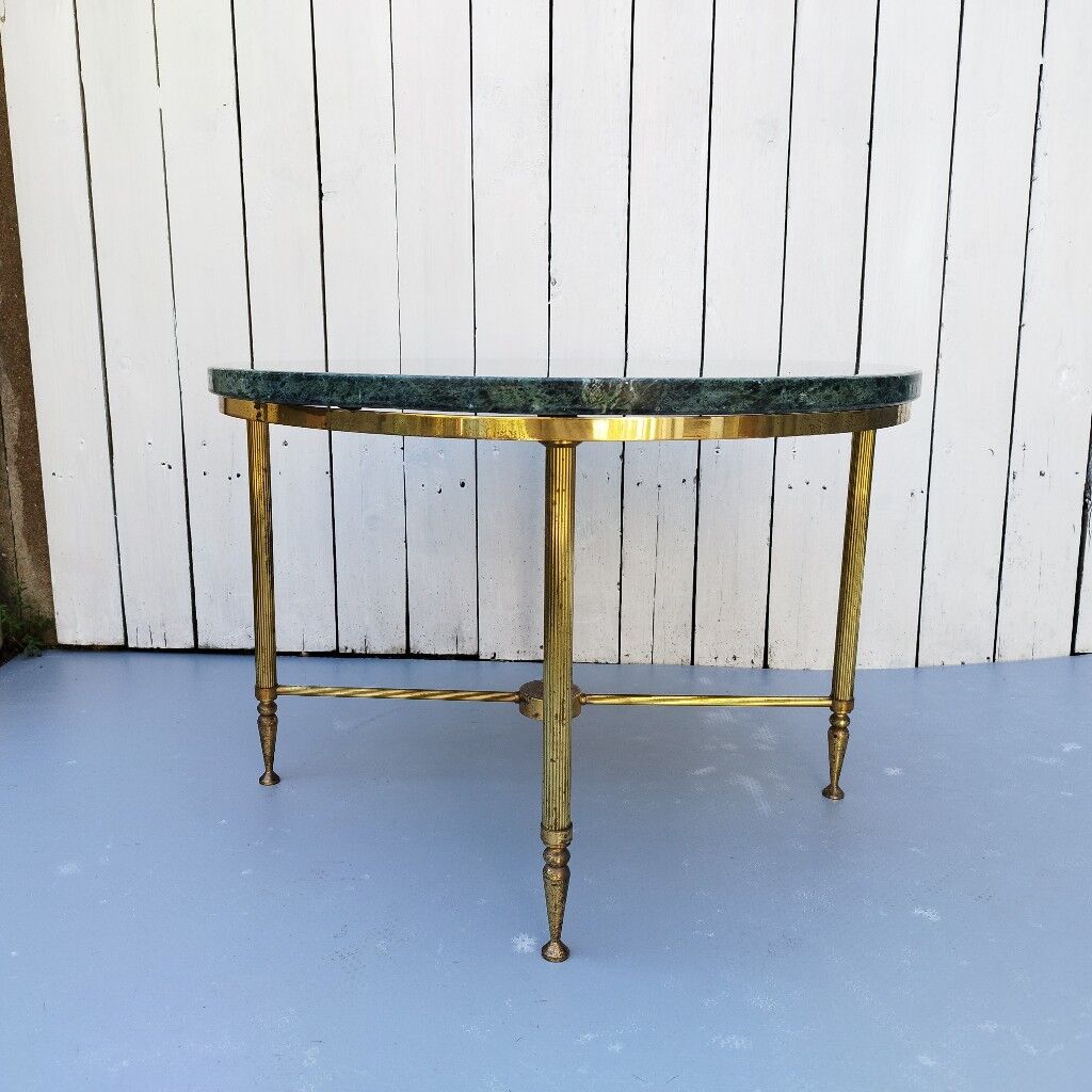 Table néoclassique marbre vert vintage