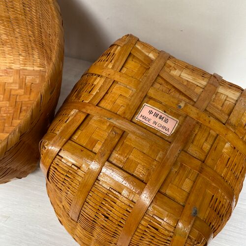 Caches pots en bambou tressé  vintage