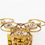 Polished brass and crystal glass wall lamp by Palwa, Germany 1960s