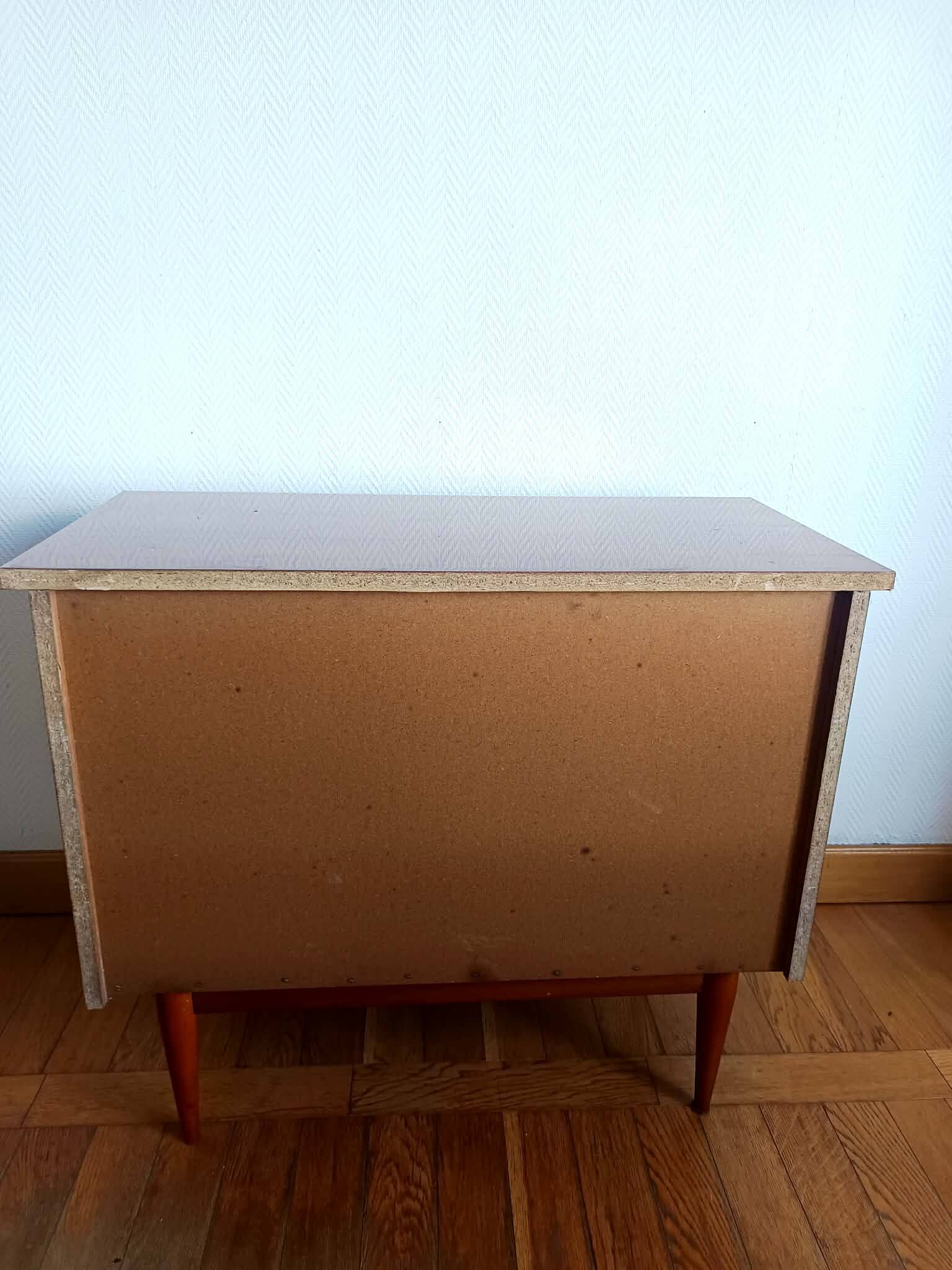 Commode pieds compas 1950 mid-century vintage