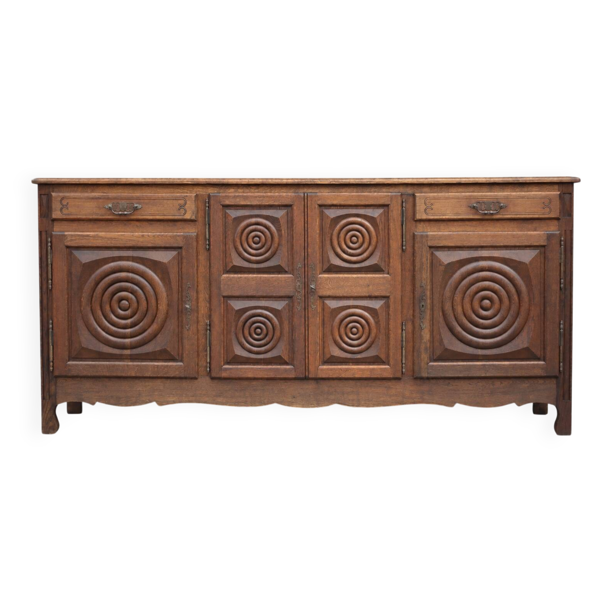 Sideboard or buffet in the Dudouyt style, made of solid oak wood.