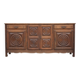 Sideboard or buffet in the Dudouyt style, made of solid oak wood.