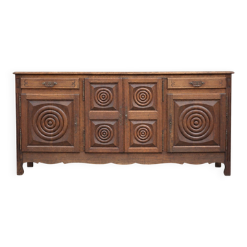 Sideboard or buffet in the Dudouyt style, made of solid oak wood.
