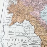 Old map Vietnam Laos Cambodia Asia 43x43cm from 1950