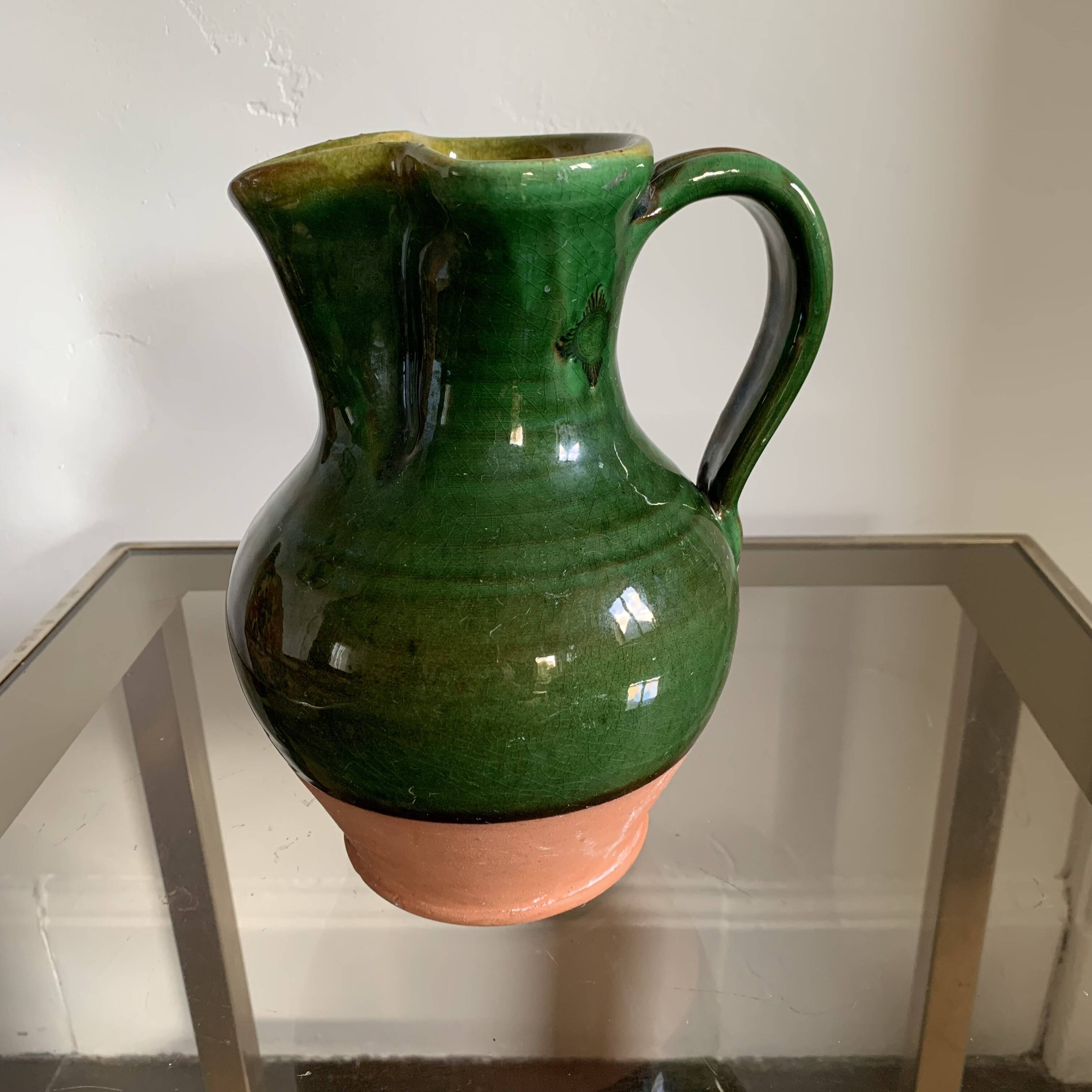 Enamelled terracotta carafe pitcher