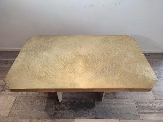 Engraved brass dining table attributed to Georges Mathias, 1975