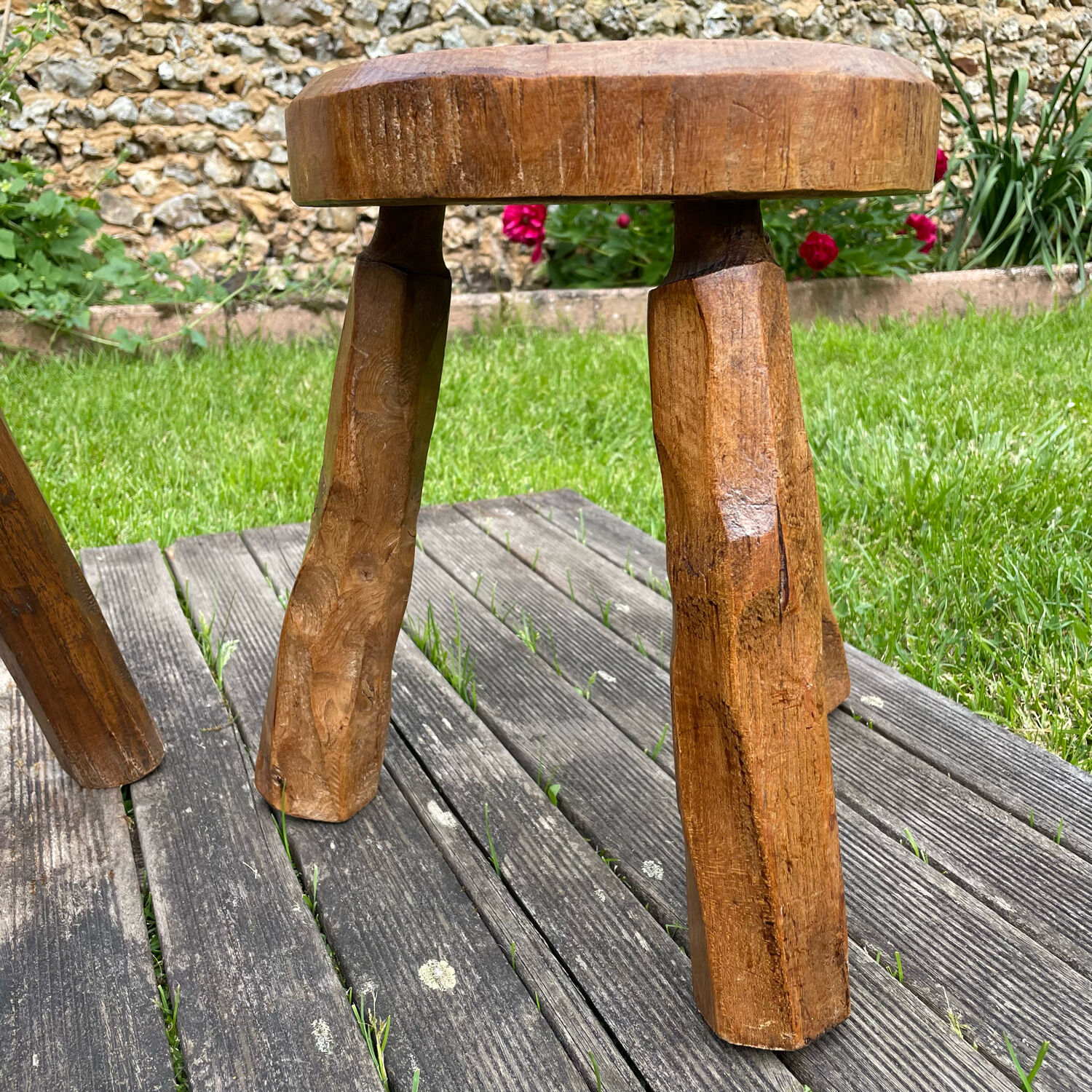 Pair of vintage brutalist stools