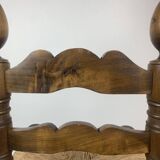 Wood Turned Bobbin Low Rush Chair in the manner of Charles Dudouyt, France, 1950s