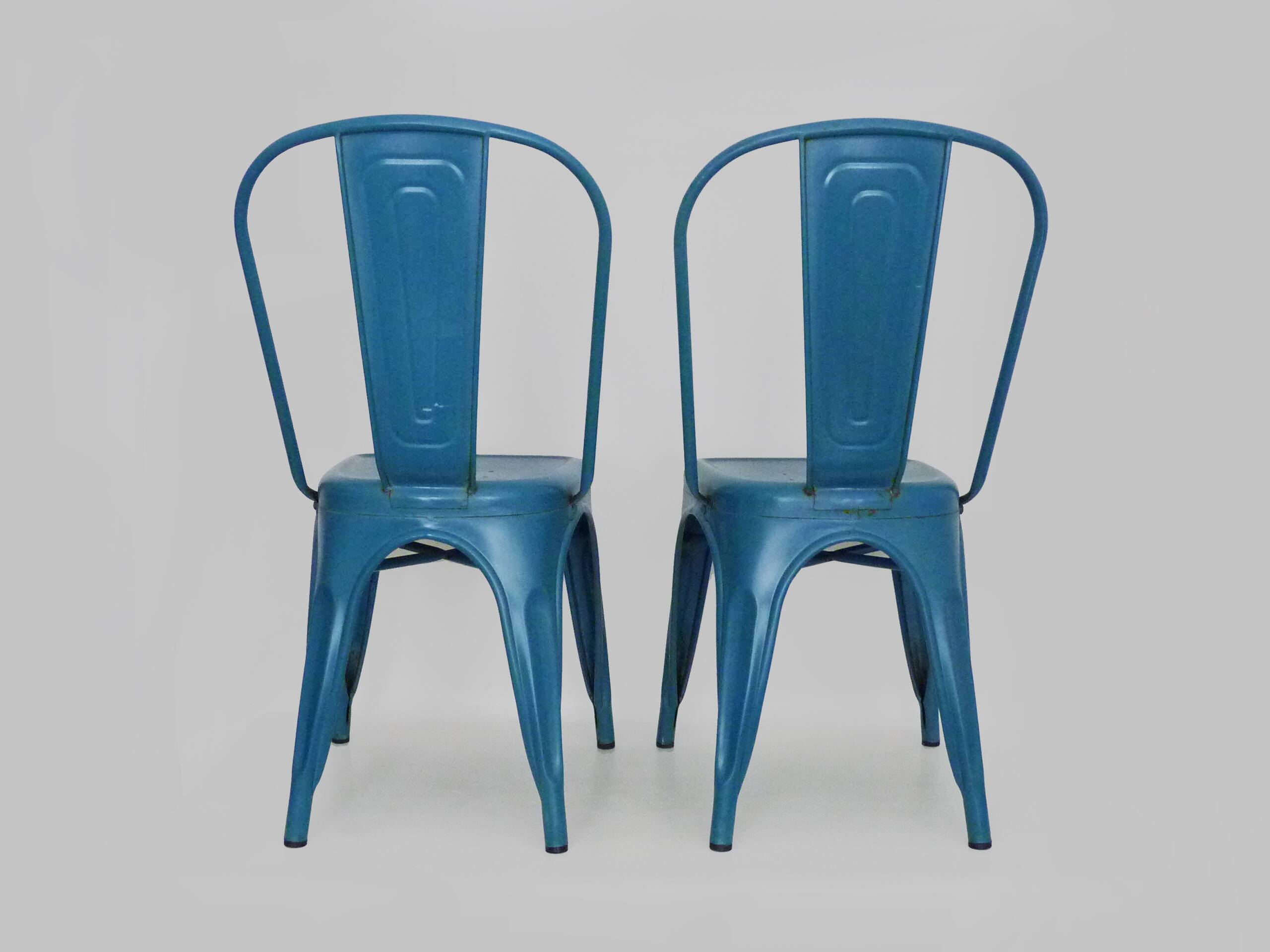 Pair of Tolix Chairs in blue metal by Xavier Pauchard