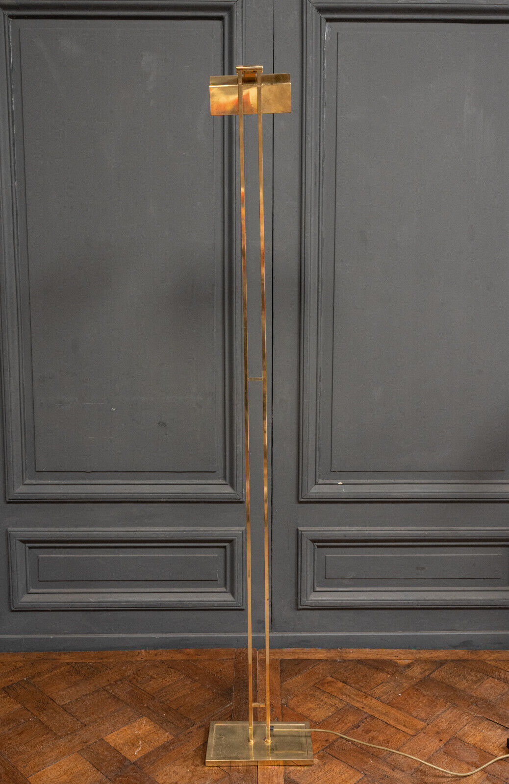 Halogen gilded metal floor lamp 1980 modernist