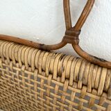 Mid-century bamboo and glass shelf with magazine stand, circa 1960, italy