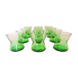 12 Art-Deco aperitif glasses in crystal and sea uraline