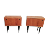 Pair of teak bedside tables