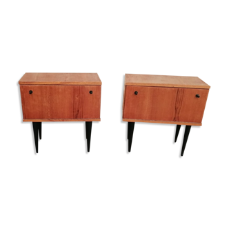 Pair of teak bedside tables