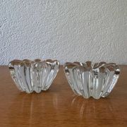 2 bougeoirs fleurs en cristal, années 60