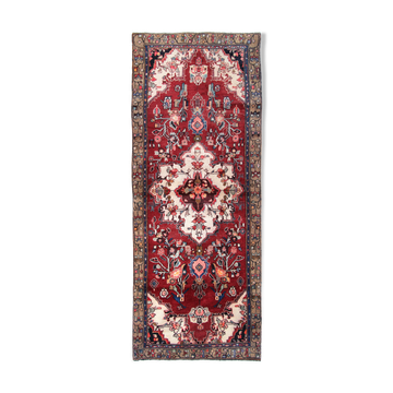 Vintage Red Wool Persian Rug Handmade Traditional Oriental Wool Runner Rug - 105x265cm