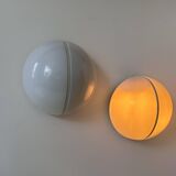 Pair of metal and opal perspex wall lights, Germany 1970