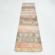 Tapis Runner Vintage Patchwork,Motifs Tribaux,Tons Pastel & Terre,66x265 cm