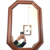 Hexagonal mirror in art deco wood