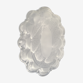 Flat engraved glass festooned ovale