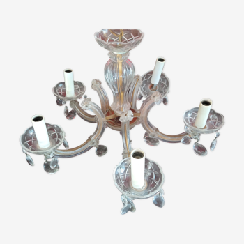 Lustre ancien verre et laiton