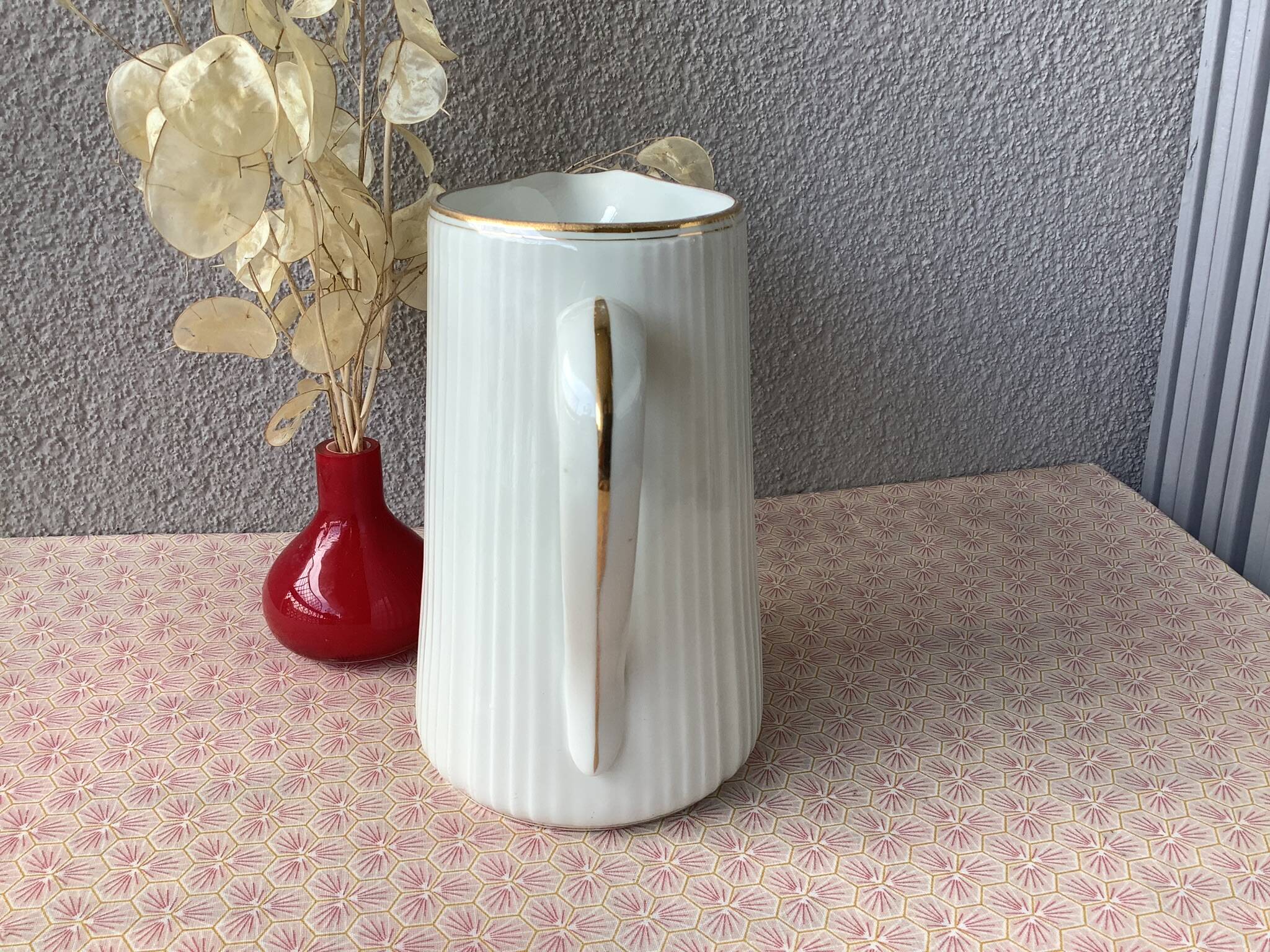 Faceted porcelain art deco pitcher