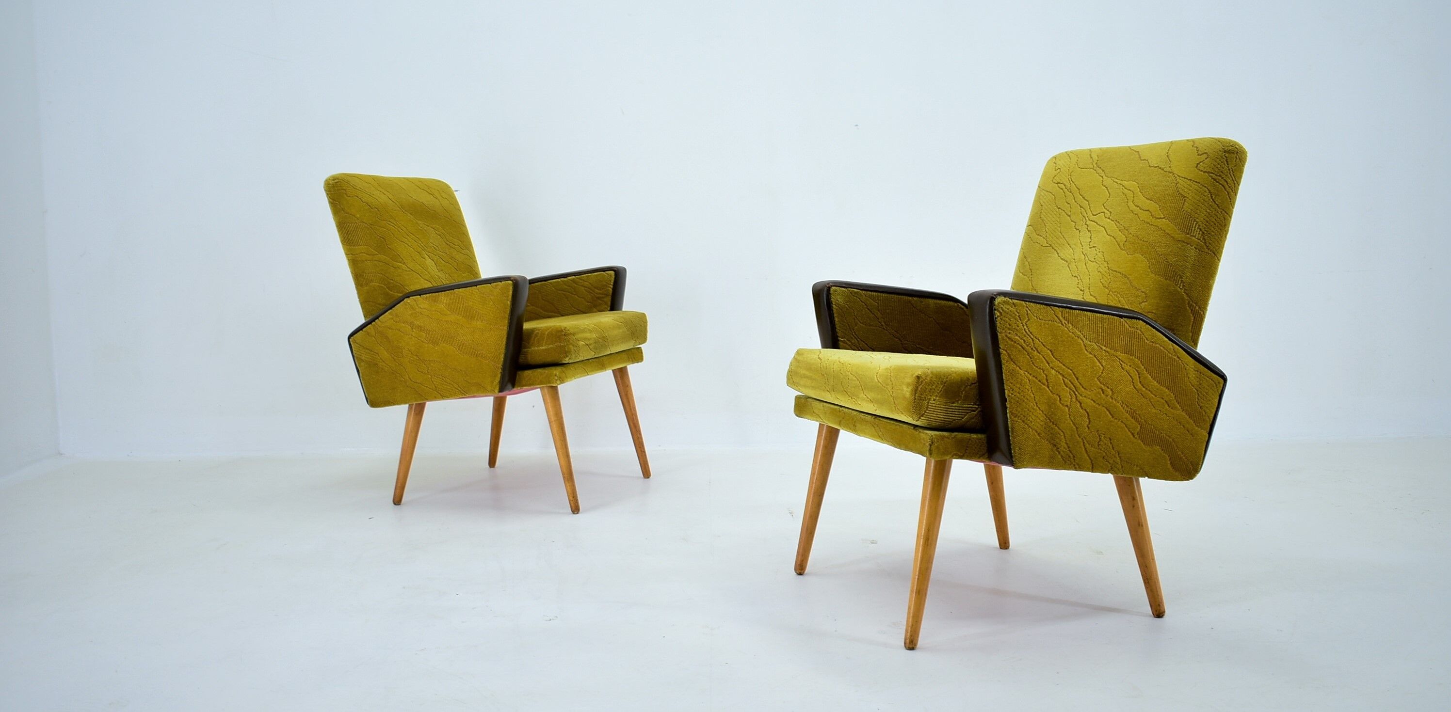 Midcentury Leather Armchairs Designed by Miroslav Navrátil, 1970s